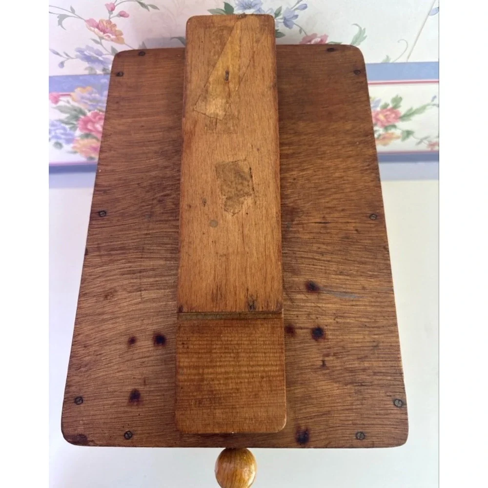 Vintage Handmade Wooden Shoe Shine Valet Box Slanted Footrest Storage Chest